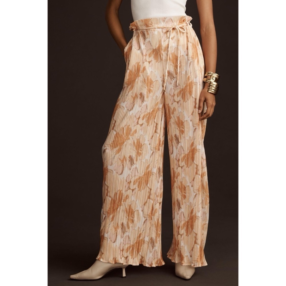 Anthropologie Significant Other Marlie Plisse Wide Leg Pants Tan Size 8 NWT - Picture 8 of 8